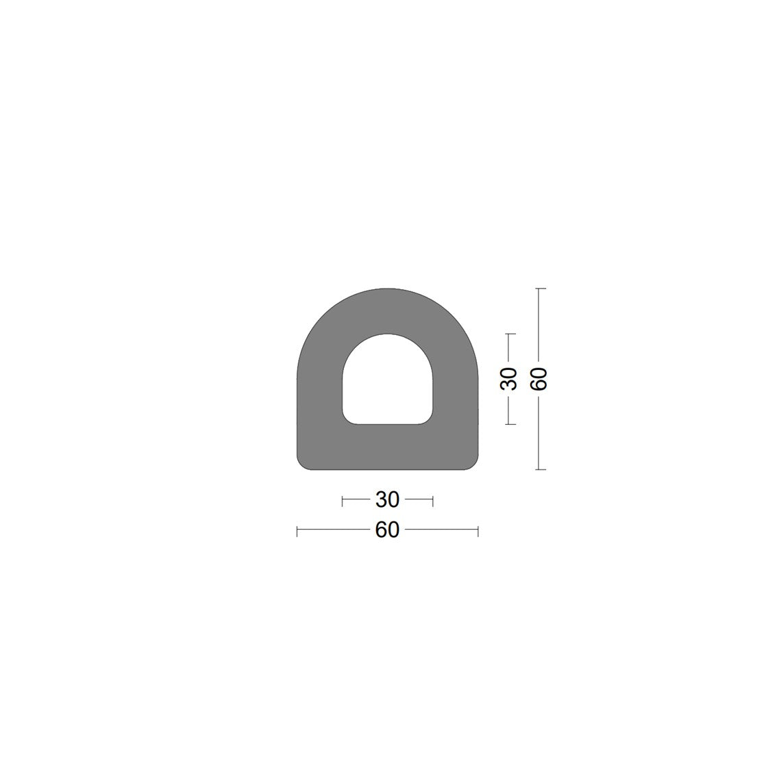 D fender rubber profile DD 60x60mm