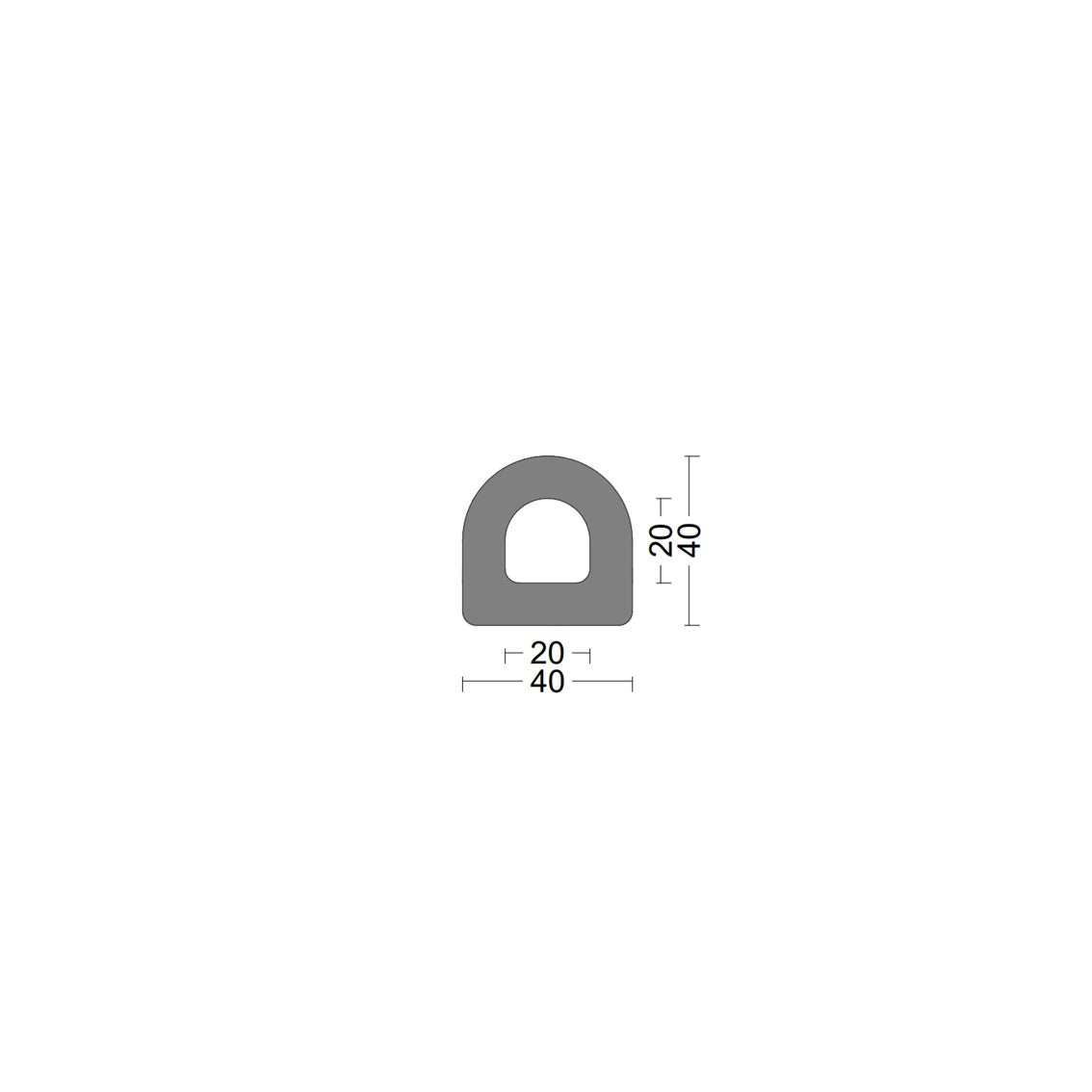 D fender rubber profile DD 40x40mm