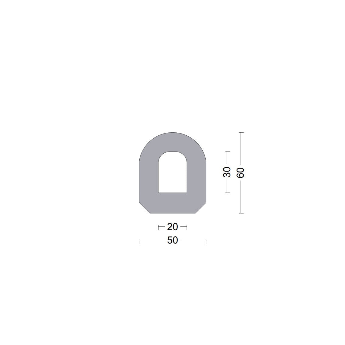 D fender rubber profile DD 50x60mm Grey