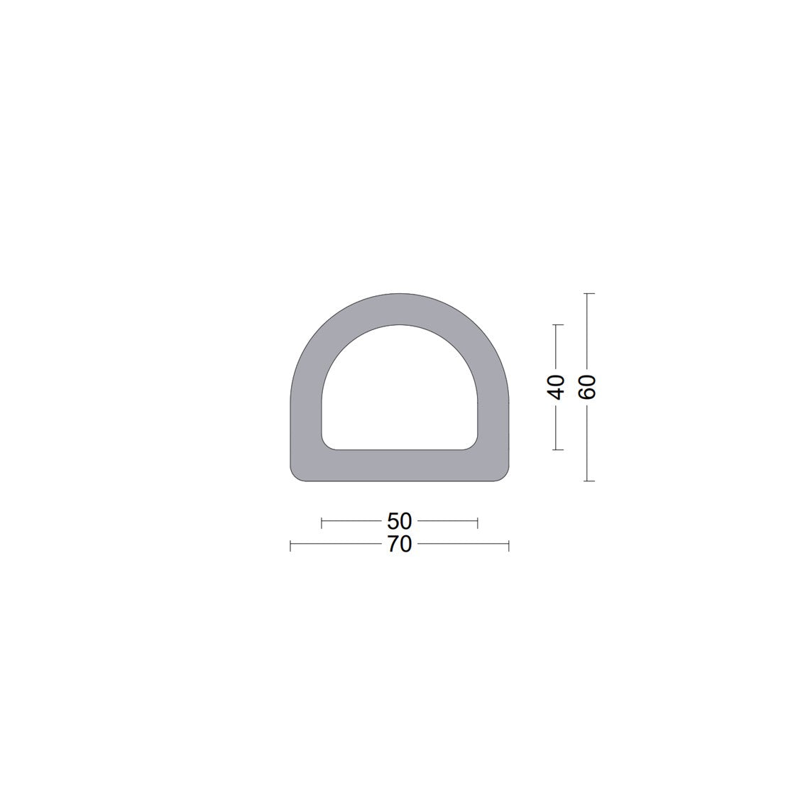 D fender rubber profile DD 70x60mm Grey